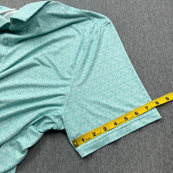 1764 Golf Polo Mens XL Teal Green Gear Up Cyclist All Over Print Short Sleeve - Picture 8 of 14
